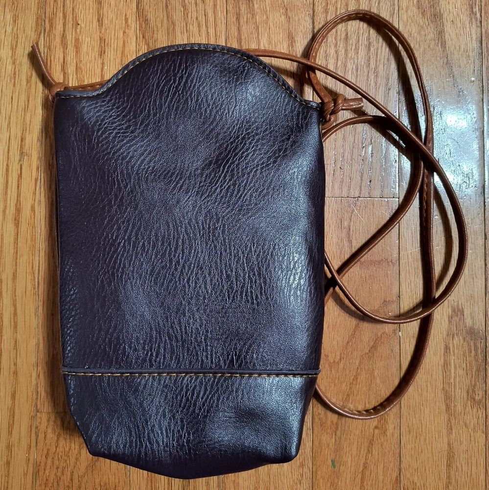 Heroing crossbody mini bucket purse, 6"x8", purple/brown - Picture 5 of 10